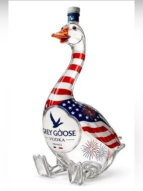 NIB-Grey Goose  collectors 250 anniversary Patriotic Glass Goose Bottle